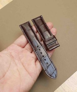 Dây đồng hồ da bụng cá sấu màu  nâu