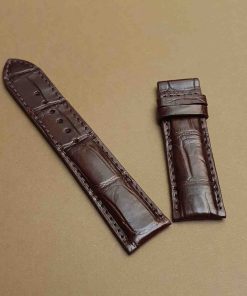 Dây đồng hồ da bụng cá sấu màu nâu
