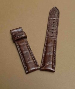 Dây đồng hồ da bụng cá sấu màu nâu