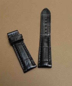 Dây đồng hồ da bụng cá sấu màu đen