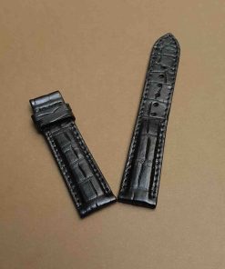 Dây đồng hồ da bụng cá sấu màu đen