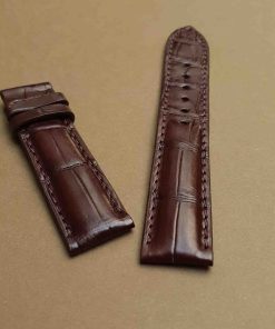 Dây đồng hồ da bụng cá sấu màu nâu