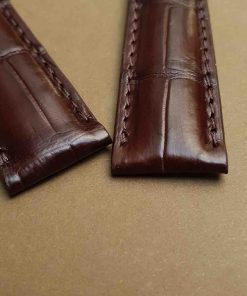 Dây đồng hồ da bụng cá sấu màu nâu