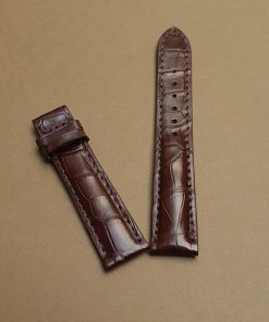 Dây đồng hồ da bụng cá sấu màu nâu