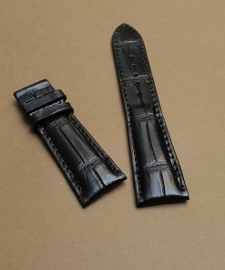 Dây đồng hồ da bụng cá sấu màu đen