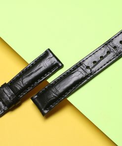 Dây đồng hồ da bụng cá sấu màu đen