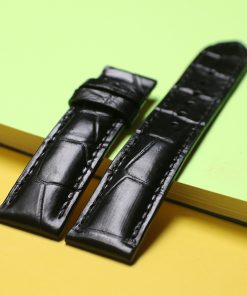 Dây đồng hồ da bụng cá sấu màu đen