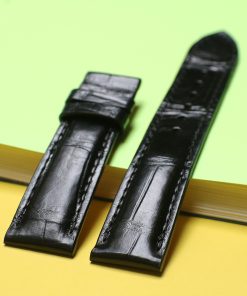 Dây đồng hồ da bụng cá sấu màu đen