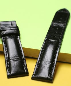 Dây đồng hồ da bụng cá sấu màu đen