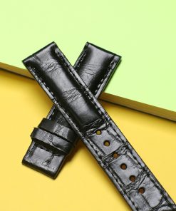 Dây đồng hồ da bụng cá sấu màu đen