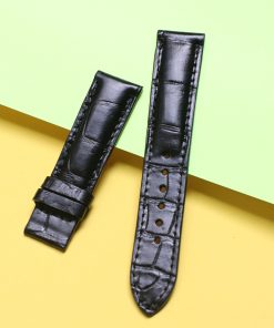 Dây đồng hồ da bụng cá  sấu màu đen
