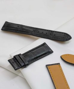 Dây đồng hồ da bụng cá sấu màu đen