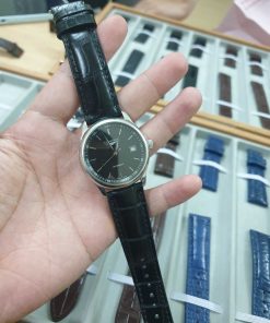 Dây đồng hồ đen khâu máy cho đồng hồ  Longines Master Collection