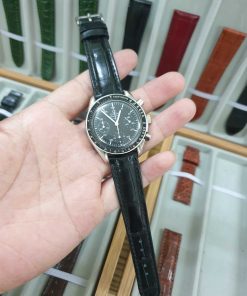 Dây đen khâu máy cho đồng hồ Omega Speedmaster Automatic Watch in stainless steel