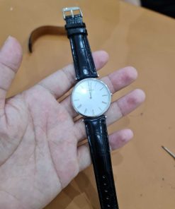 Dây cá sấu đen khâu máy cho đồng hồ Longines La Grande Classique L4.755.4.72.6(L47554726)