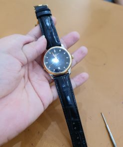 Dây Cá Sấu Đen Khâu Máy Cho Đồng Hồ Longines Master Collection L2.628.5.59.7 L26285597