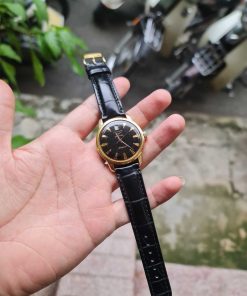 Dây cá sấu đen khâu máy cho đồng hồ Longines cổ