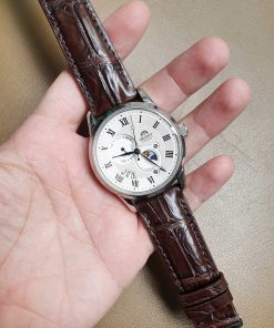 Dây da nâu đất khâu máy đồng hồ Orient Sun And Moon Gen 2 SET0T002S0