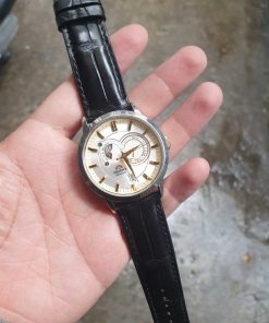 Dây da màu đen khâu máy đồng hồ Orient Sun And Moon Gen 1 FET0P003W0