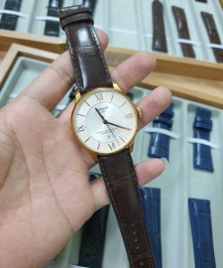 Dây da nâu đất khâu máy đồng hồ Tissot Chemin Des Tourelles Powermatic 80 T099.407.36.038.00