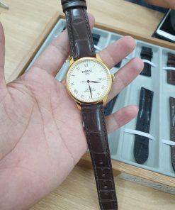 Dây da nâu đất khâu máy đồng hồ Tissot Le Locle Powermatic T006.407.36.263.00