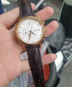 Dây da nâu đất khâu máy đồng hồ Tissot Carson T085.427.36.011.00
