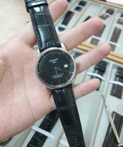 Dây da màu đen khâu máy đồng hồ Tissot Luxury Powermatic 80 T086.407.16.057.00