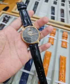 Dây da màu đen khâu máy đồng hồ Tissot Tradition Open Heart T063.907.36.068.00
