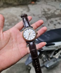 Dây da nâu đất khâu máy đồng hồ Tissot T-Classic Bridgeport Powermatic 80