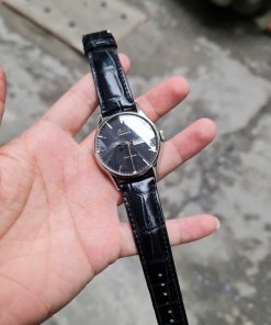 Dây da màu đen khâu máy đồng hồ  Tissot Heritage Visodate Automatic T019.430.36.051.01