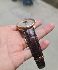 Dây da cá sấu màu nâu khâu tay cho đồng hồ Tissot Powermatic T063.907.36.038.00