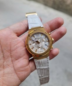 Dây Da Cá Sấu Màu Trắng Khâu Tay Cho Đồng Hồ Ferragamo F80 Nữ