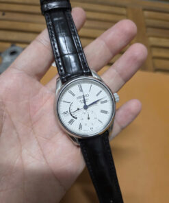 Dây cá sấu đen cho Đồng hồ Seiko Presage Enamel Power Reserve SARW035 size 20-18