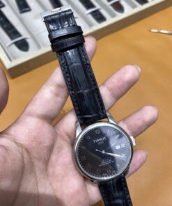 Dây cá sấu đen cho Đồng hồ Tissot Le Locle Powermatic 80 T006.407.16.053.00 size 19-18