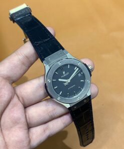 Dây cá sấu đen cho Đồng hồ Hublot Classic Fusion Black Titanium 565.NX.1171.LR