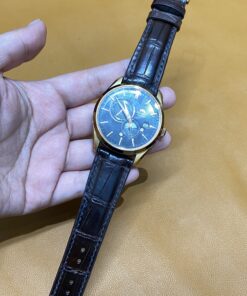 Dây cá sấu đen cho đồng hồ Orient Sun and Moon Gen 5 RN-AK0304B size 22-18