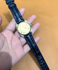Dây cá sấu đen cho Đồng hồ Vintage Longines Automatic Wristwatch-L7 632 3 size 18-16