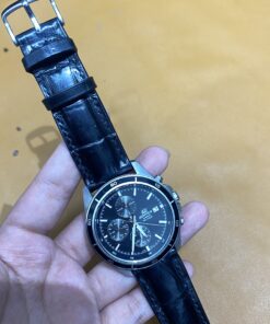 Dây cá sấu đen cho Đồng hồ  Edifice Casio EFR-526L-1AVUDF size 22-20