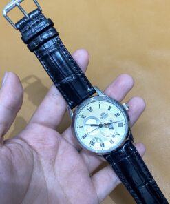 Dây cá sấu đen cho đồng hồ Orient Sun And Moon Gen3 RN-AK0005 size 22-20