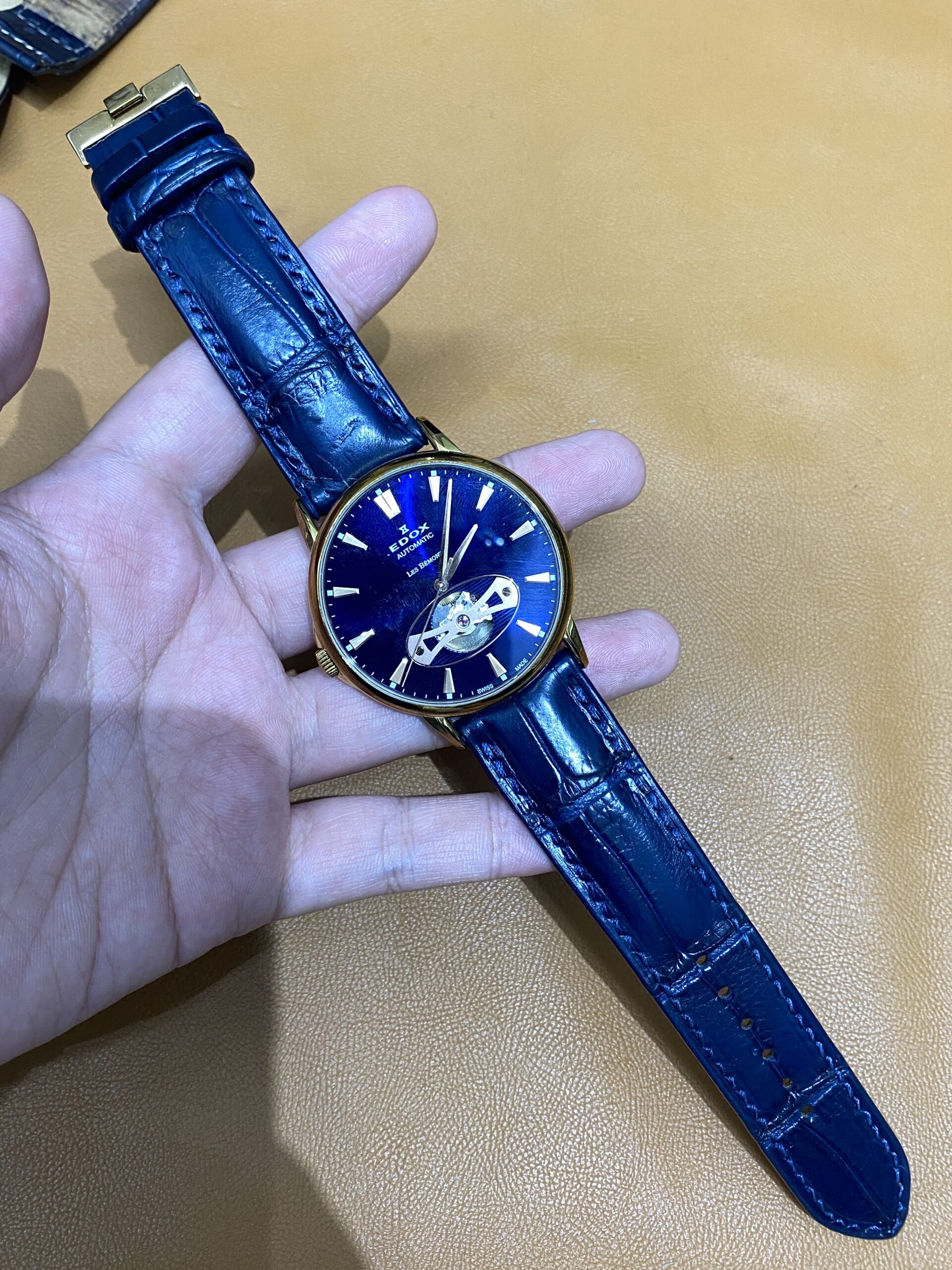 Edox Les Bémonts Open Vision Blue 85021 37R BUIR size 22-20
