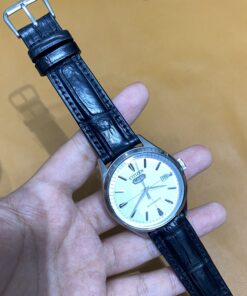 Dây cá sấu đen cho Đồng hồ Citizen Automatic C7 NH8390-89A size 20-18