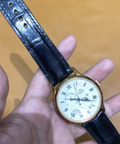 Dây cá sấu đen cho Đồng Hồ Orient Sun And Moon Gen 3 Rose RA-AK0007S10B size 22-20