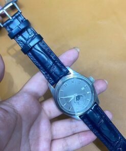 Dây đồng hồ da cá sấu xanh navy ETN dành cho Đồng hồ Armand Nicolet MH2 Moonphase Automatic size 22-20