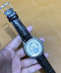 Dây cá sấu nâu cho Đồng hồ Cartier Clé de Cartier size 20-18