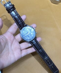 Dây đồng hồ da cá sấu nâu ETN dành cho Đồng hồ Citizen Eco-Drive Chronograph AT2570-56L size 20-18