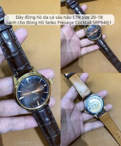 Dây đồng hồ da cá sấu nâu ETN dành cho Đồng Hồ Seiko Presage Cocktail SRPB46J1 size 20-18