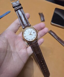 Dây đồng hồ da cá sấu nâu ETN dành cho Đồng hồ Omega Constellation Bát Quái size 20-18