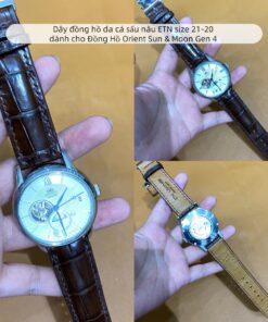 Dây đồng hồ da cá sấu nâu ETN size 21-20 dành cho Đồng Hồ Orient Sun & Moon Gen 4
