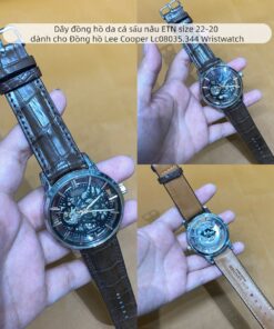 Dây đồng hồ da cá sấu nâu ETN size 22-20 dành cho Đồng hồ Lee Cooper Lc08035.344 Wristwatch