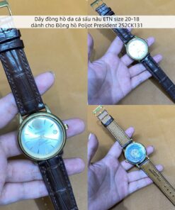 Dây đồng hồ da cá sấu nâu ETN size 20-18 dành cho Đồng hồ Poljot President 252CK131